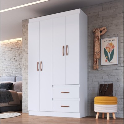 Guarda-roupa Dallas 55400 4 Portas 2 Gavetas Off White